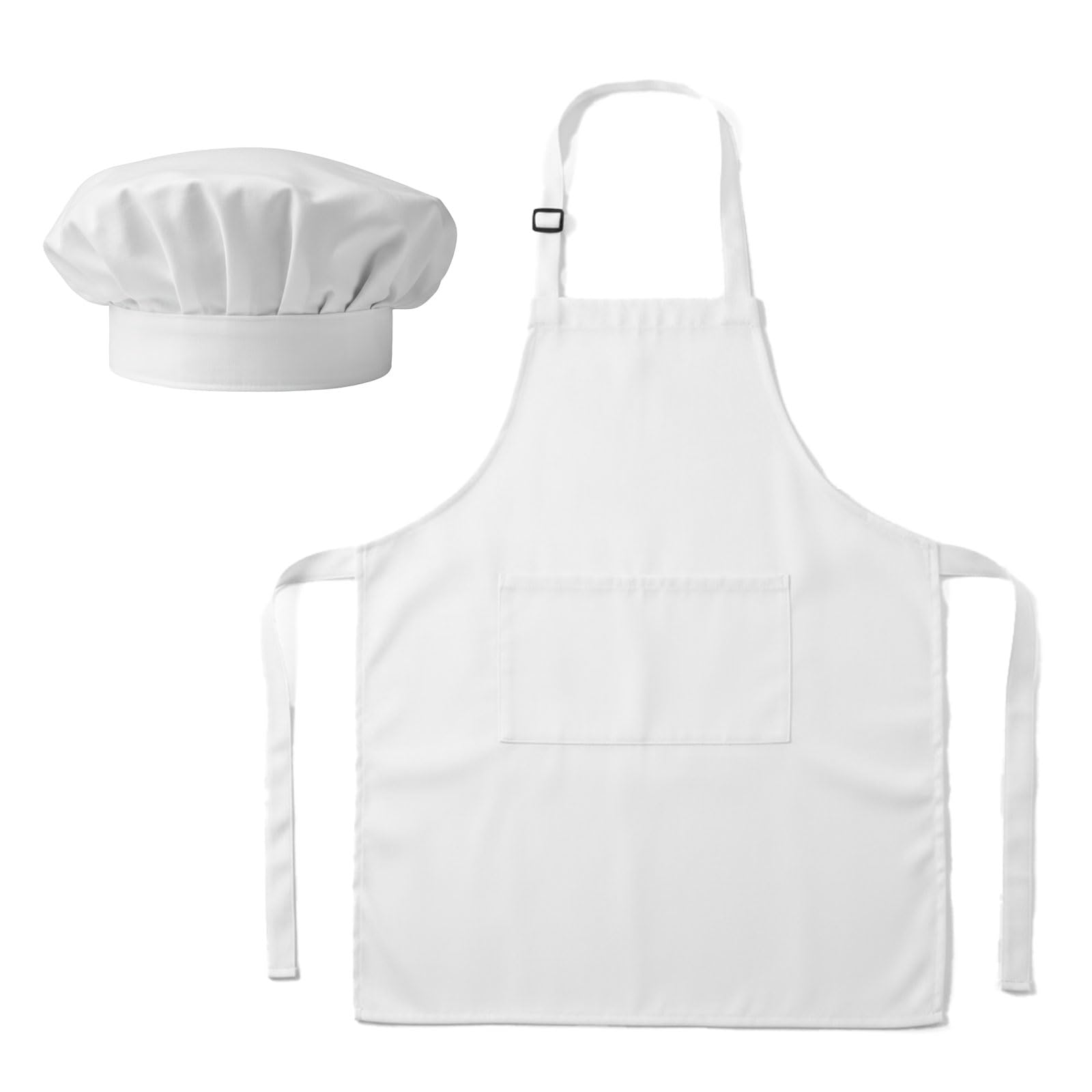 Chef Apron and Hat Set Kitchen Cooking Apron with 2 Pockets Unisex Women Men Aprons Baker Apron Hat Costume for Kitchen Cooking Baking BBQ