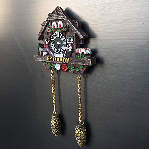 Imán decorativo reloj cucú Alemania 3D para nevera miniatura 7