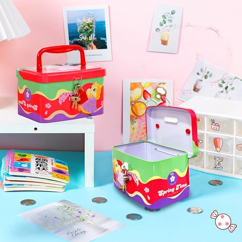 Image of FunBlast Money Saving Tin Coin Bank with Handle, Lock and Key, Piggy Bank for Kids, Gullak for Kid, Birthday Return for Boys & Girls, Money Bank, Coin Box (B-Multicolor)