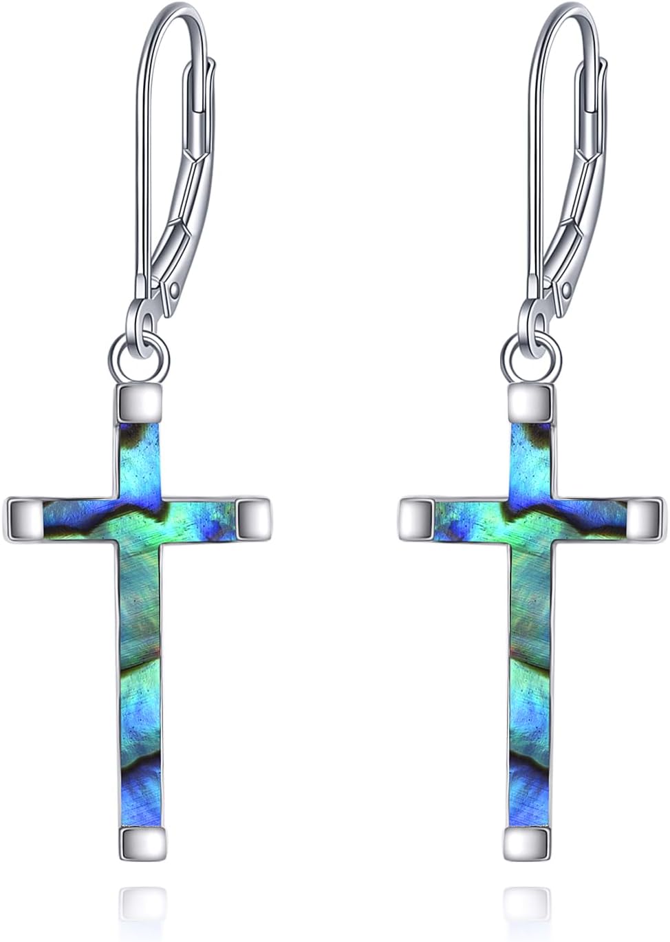 Cross Earrings Sterling Silver Dangle Drop Leverback Cross Earrings Religion Jewelry Christians Gifts for Women Men