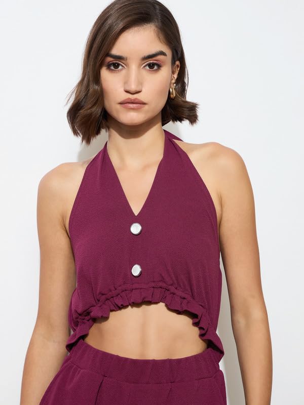 Image of barcino Black Knitted Halter Neck Cut-Out Jumpsuit