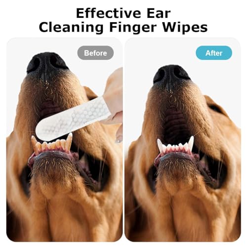 Image of Pets Teeth & Ear Cleaning Finger Wipes - Pets Dental Wipes | Dogs & Cats Finger brush - Hypoallergenic, Unscented Cleaning & Oral Hygiene for Fresh Breath and Healthy Wipes (Ear,Teeth Combo)