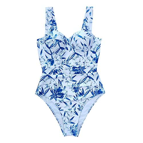 Bañador Pecho Grande Reductor Traje de Baño Mujer Traje de ño Sexy con Correa sin Espalda y Cuello en V Cintura Alta para Mujer ñador Sin Tirantes Bikinis Deportivos (White XL)