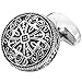 INBLUE Men's 2 PCS Rhodium Plated Cufflinks Silver Tone Black Celtic Cross Shirt Wedding Business 1 Pair Set