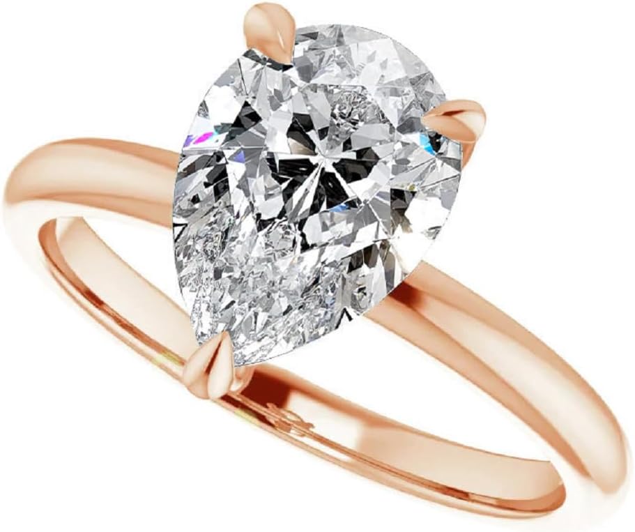 Moissanite Engagement Ring, Pear Cut 1.50 CT, Solitaire Wedding Ring, 10K 14K 18K Gold & 925 Sterling Silver Anniversary Propose Gift For Women