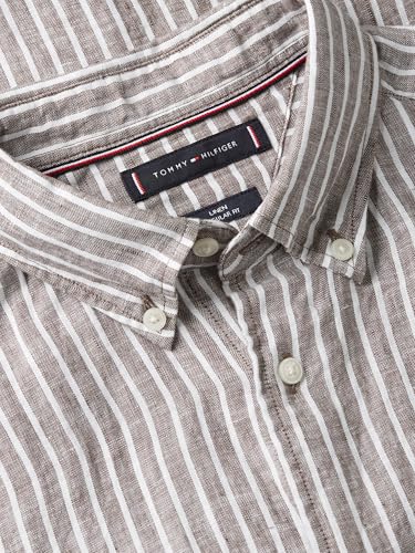 Image of Tommy Hilfiger Men's Long Sleeve Casual Linen Button Down Shirts in Regular Fit