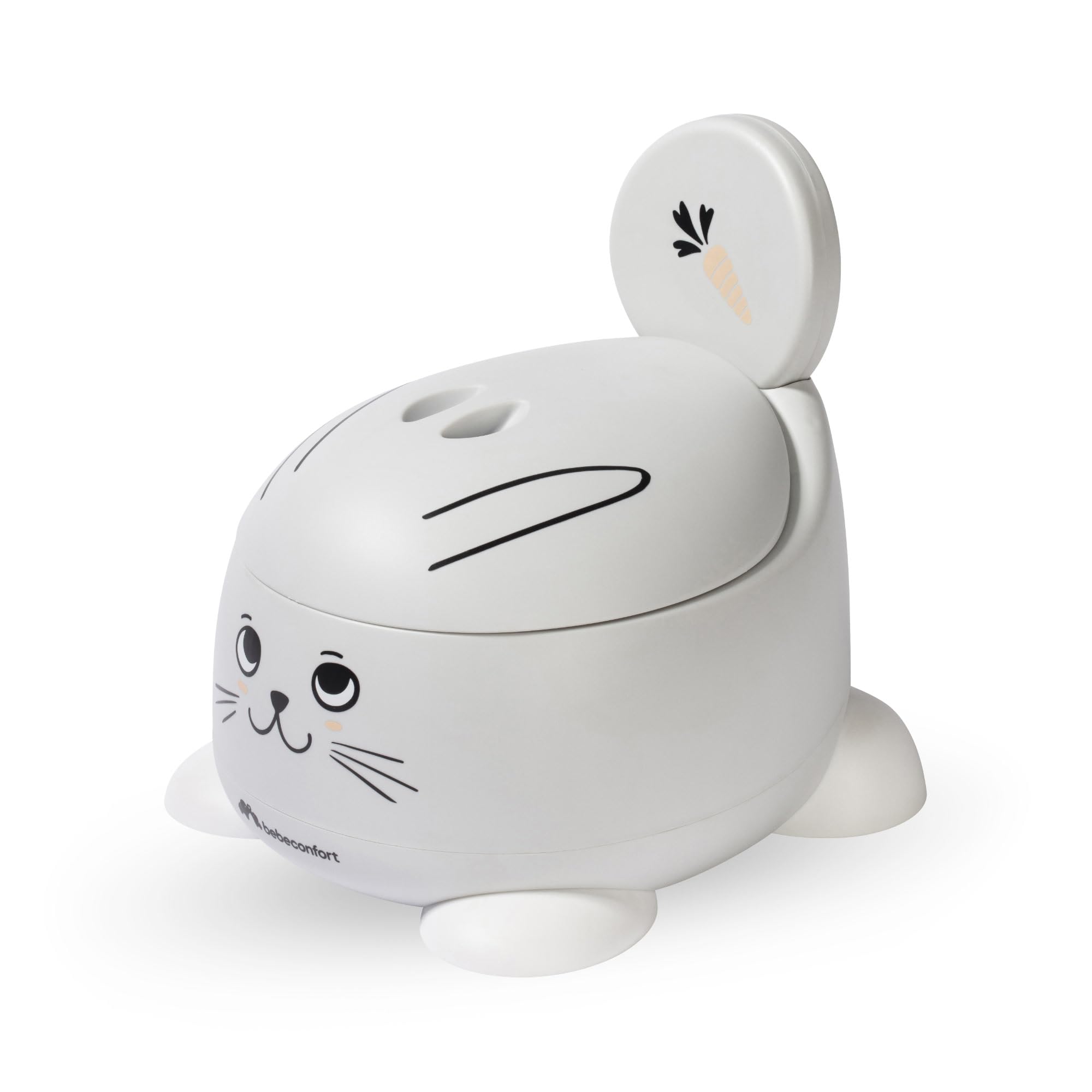 Bebeconfort Bequemes Töpfchen für Kinder, 12–36 Monate (max. 20 kg), Süßes Tierdesign, Ergonomisch & Kompakt, Leicht zu Reinigen, Hygienischer Spritzschutz, Rutschfestes Töpfchen Baby, Kaninchen