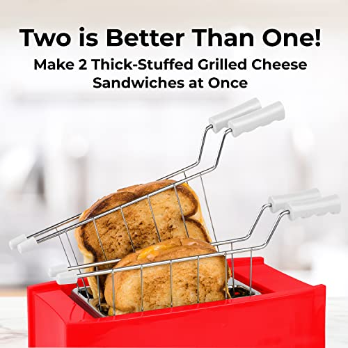 Nostalgia Coca-Cola Grilled Cheese Toaster With Easy-Clean Toaster Baskets And Adjustable Toasting Dial, Red, 2-Slot #TOP2