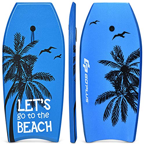 GOPLUS Bodyboard Léger,Planche à Vagues Bodyboard 105CM,Bodyboard Ultra Léger et Résistant,Planche Idéale pour Surfer les Vagues,Laisse de Poignet de...