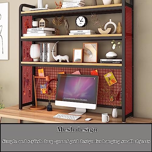 Libreria Da Scrivania A 3 Ripiani In Legno E Acciaio, Organizer Per Ufficio E Casa Con Piedini Regolabili, 105x21,2x75,5 Cm - 3