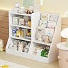 39 Large Wooden Kids Bookshelf and Toy Storage Organizer Baby Bookcase with Sling Book Rack Children Toddler Wooden Book Shelf for Kids Rooms Playroom Classroom Nursery School White