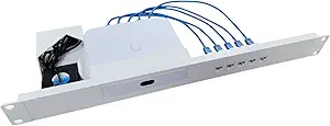 19-inch 1U Network Rack Mount for Unifi Cloud Gateway Max, Keystones, Cables & Cooling Fan Included (White)
