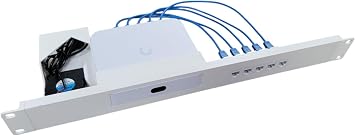 19-inch 1U Network Rack Mount for Unifi Cloud Gateway Max, Keystones, Cables & Cooling Fan Included White
