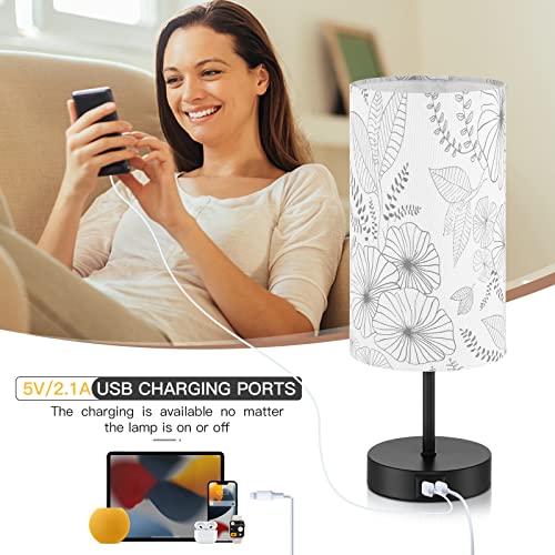 Lámpara de mesa táctil con 2 puertos USB y pantalla de tela miniatura 3