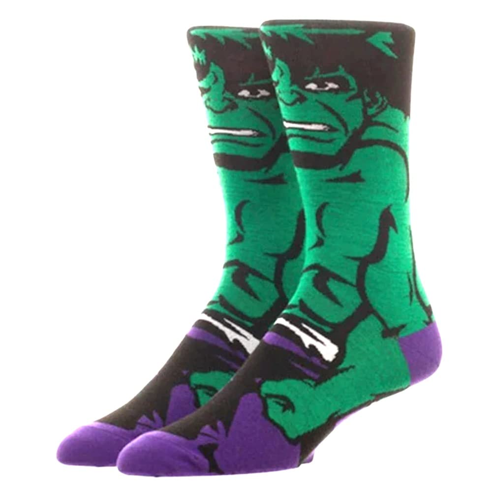 Ezb Men's Hulk Superhero Incredible Character Crew Socks | Quirky Gift Idea | Film Movie Design | Size 4-9 |