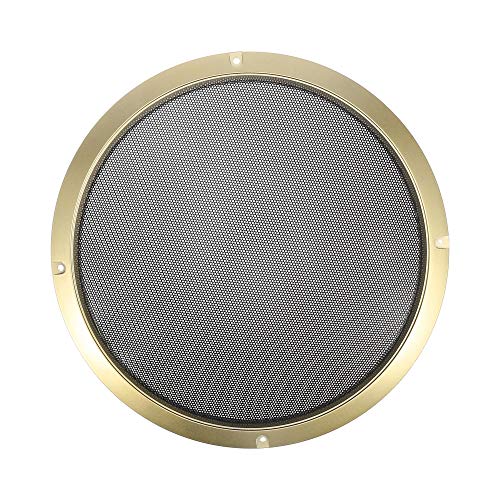 X AUTOHAUX 10'' Gold Tone Car Audio Speaker Cover Mesh Subwoofer Grill Horn Glossy Guard Protector