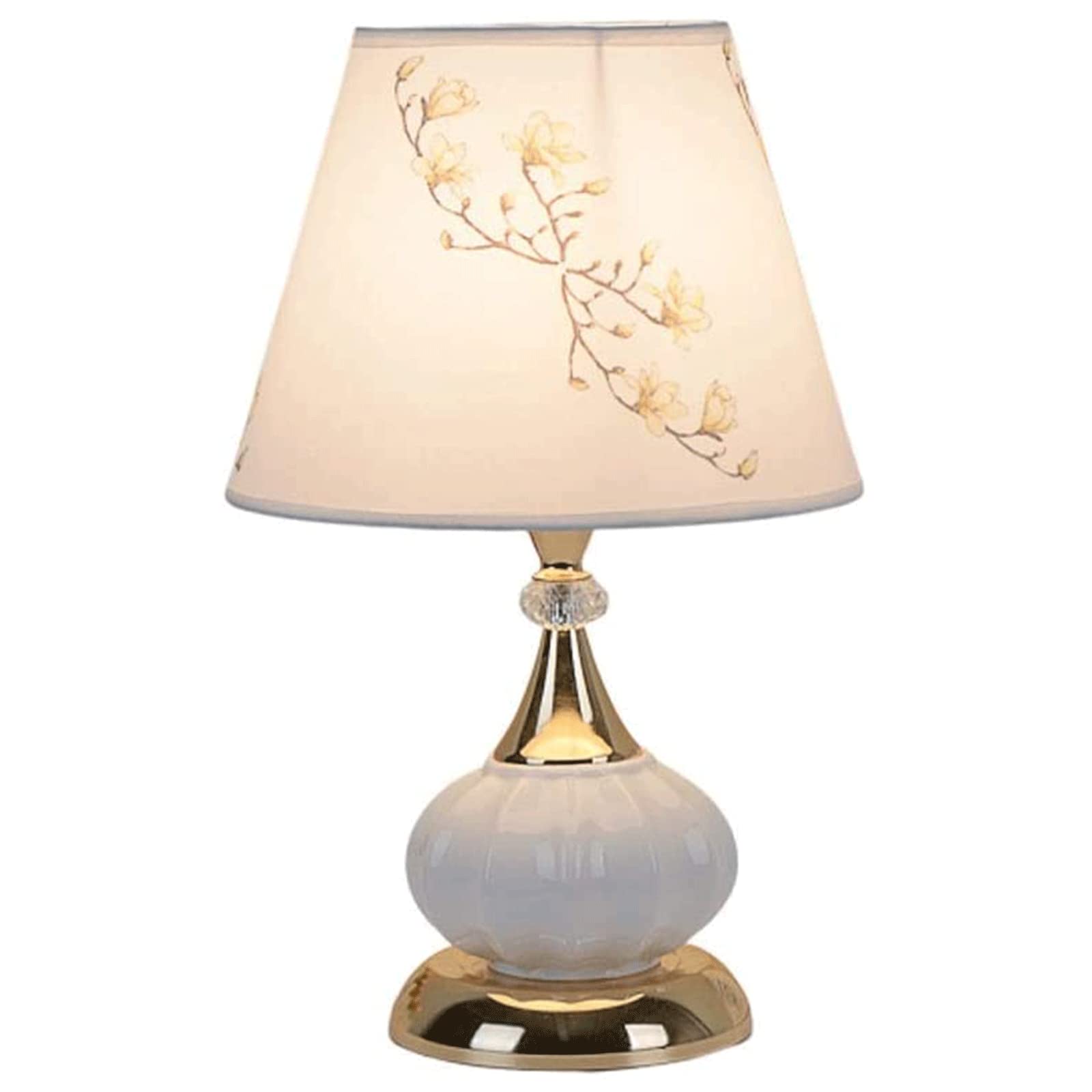 asdchZen Table Lamp Ceramic Table Lamp, European Modern Minimalist Desk Study For Living Room Bedroom, White Bedside Lamp With Fabric Shade Modern