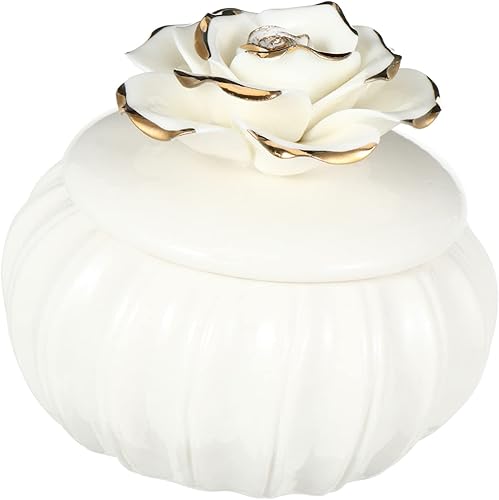 Alipis 1 pieza de aretes con tapa de aparador joyería multiusos para mujer aniversario hecho a mano soporte de cerámica blanca decoración de pequeña