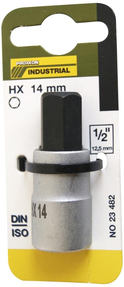 Proxxon 23 482 Vaso y Punta Hexagonales de 1/2", Tamaño HX 14mm, Longitud Total 55mm
