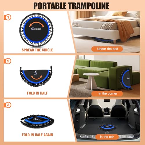 Image of ANCHEER 40 inch /48 inch Foldable Mini Trampoline with Adjustable Handle for Adults