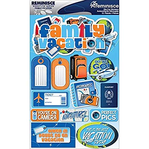 Reminisce Signature Dimensional Stickers Sheet, 4.5 by 6-Inch, Family Vacation