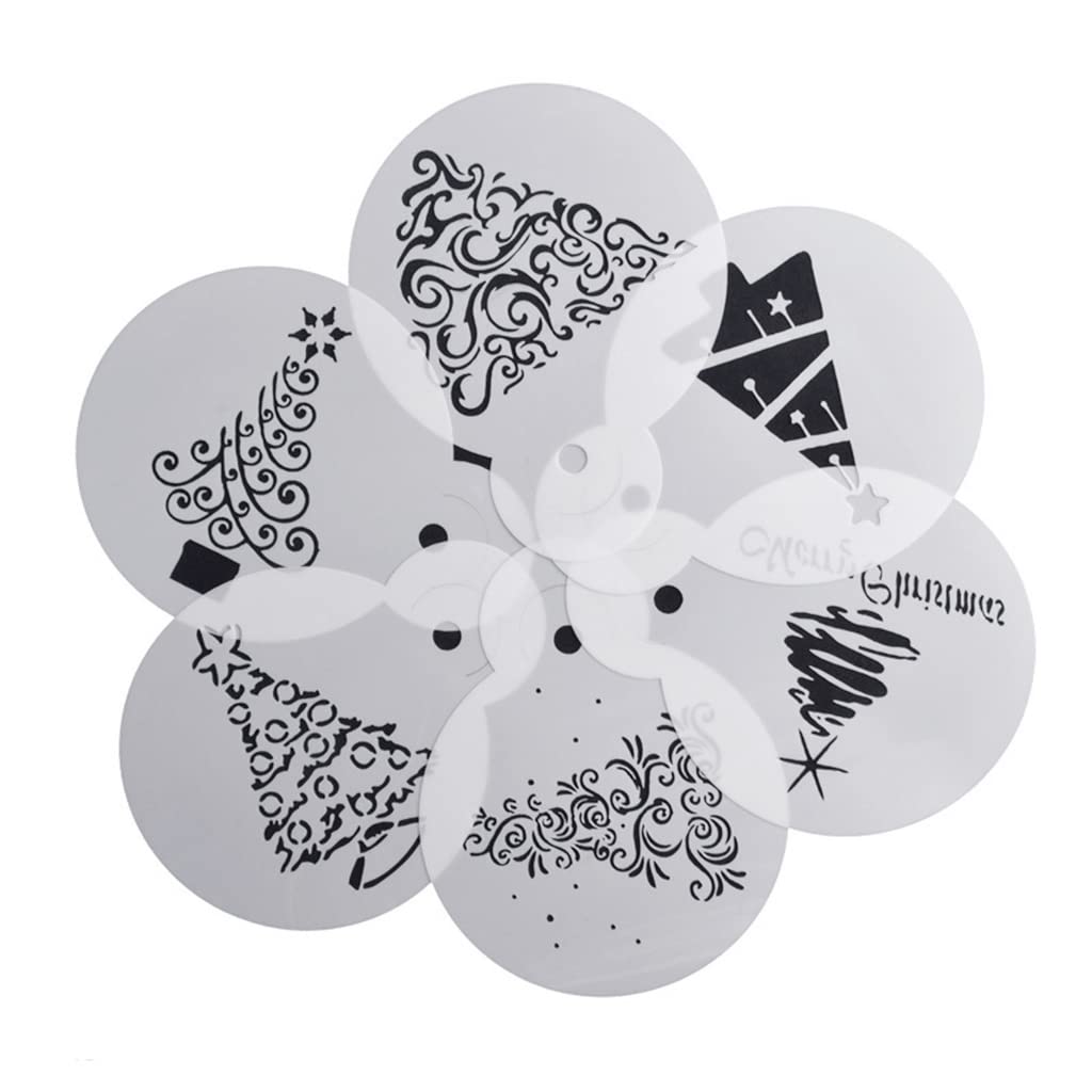 NEWFT 6x Reusable Christmas Tree Painting Template Reusable Craft for Art Card Making Diary for Girls