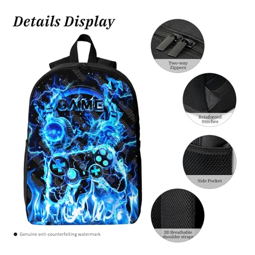 Game Bookbag Kids Backpack Set for Boys Game School Bag 3pcs Gamer Boy Backpack with Lunch Box and Pencil Case for Boys Children Teen Elementary Middle School Video Game Bookbag for Ages 6-18 Kids3