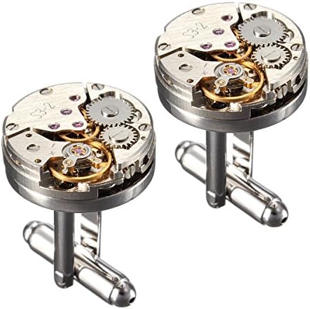 Cufflinks,Baban Deluxe Steampunk Mens Cufflinks Vintage Watch Movement Shape Cufflinks Gift for Men/Father's Day/Lover/Friends/Wedding/Anniversaries/Birthdays with A Elegant Box