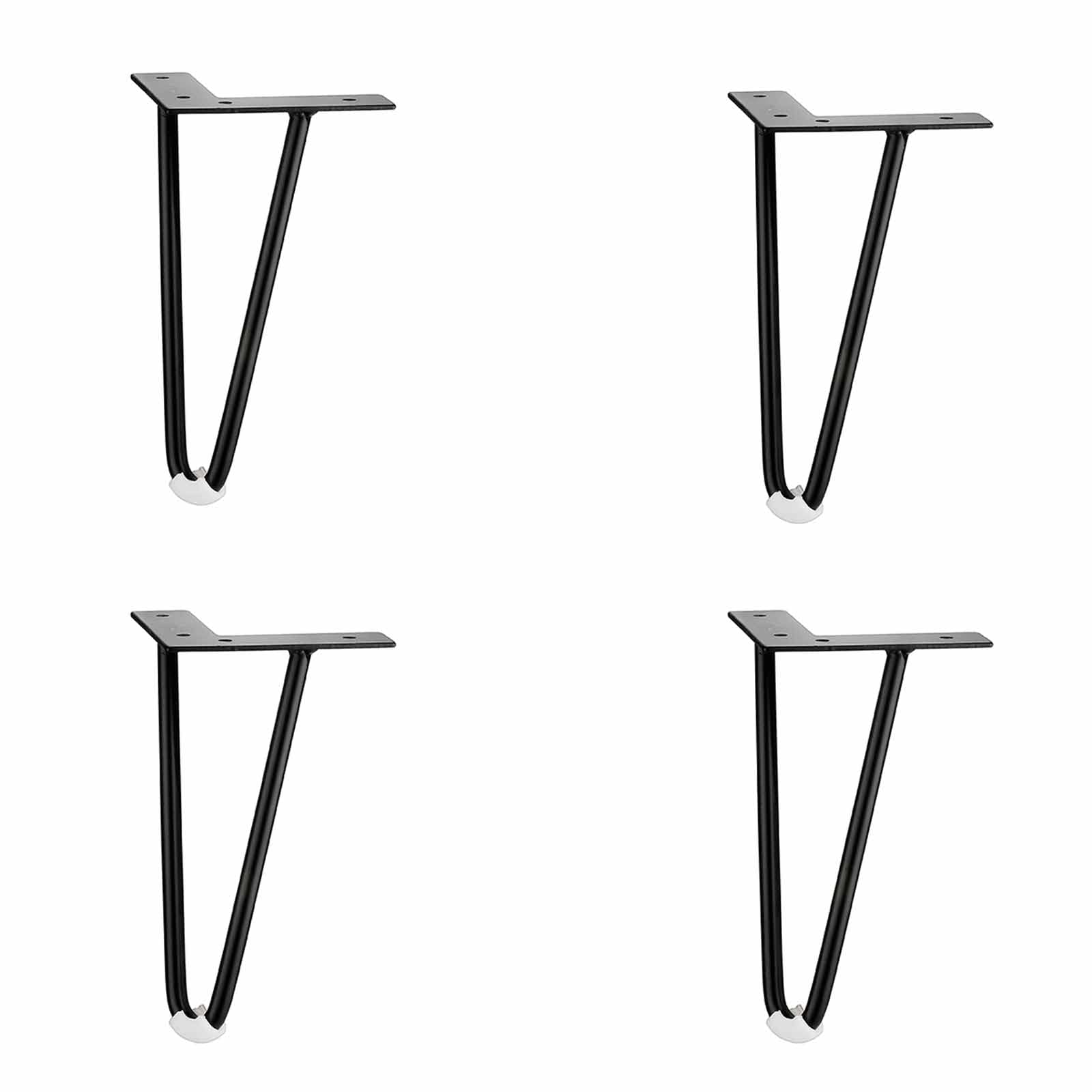 Pieds de table en épingle à cheveux 12 cm lot de 4 en métal noir pour canapé