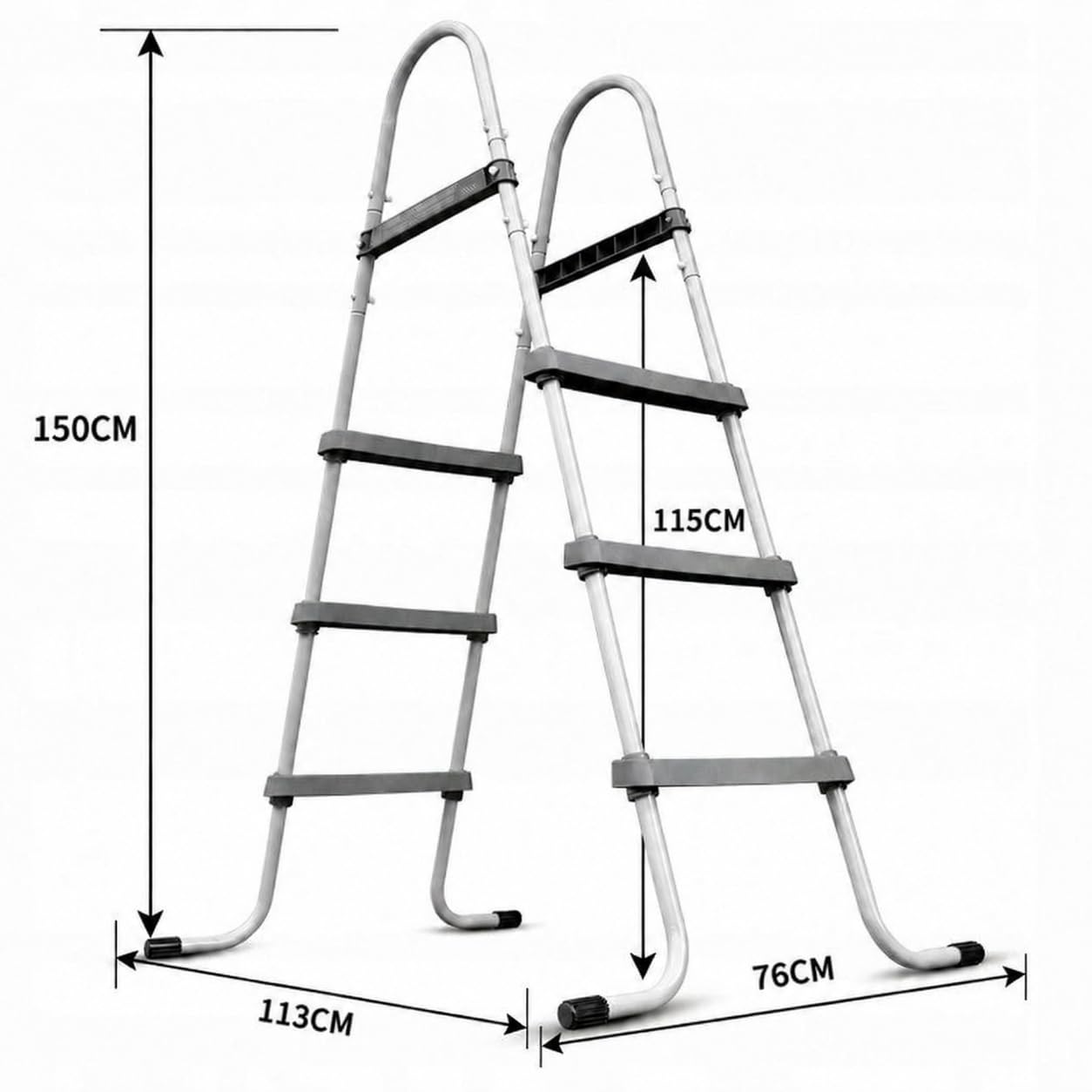 Échelle de piscine stable en métal jusqu'à 107 cm, escalier de sécurité avec larges marches