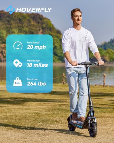 Image of Hoverfly X3 /X5 Electric Scooter for Adults, 18 /25 Mile Range, 20Mph Top Speed, 500W Motor, 10'' Solid Tire, with Double Suppression Electric Code Lock Walk Assist Mode, Foldable Commuting E Scooter