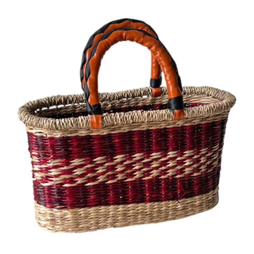 Borsa a mano intrecciata da borsa con manico superiore da spiaggia casual di paglia a tracolla alla moda tote per D donna