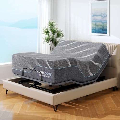 Vipbear Adjustable Bed Base Full Massage with 14" Grey Mattress