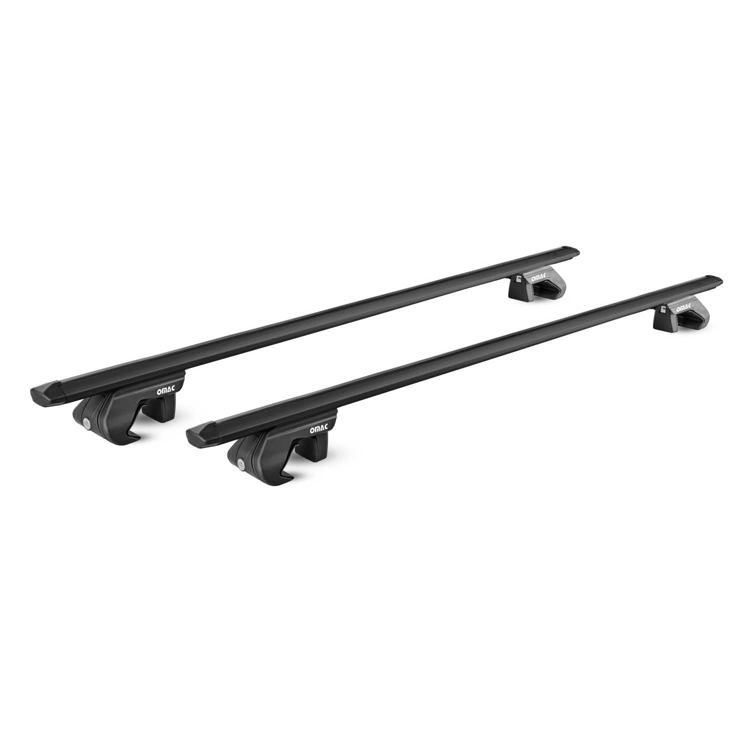 OMAC Dachträger Aluminium TÜV geprüft für Citroen Berlingo 2008-2018 – Für Standard Dachreling – T Nut – Max 90 kg – 2 Schlösser Schwarz