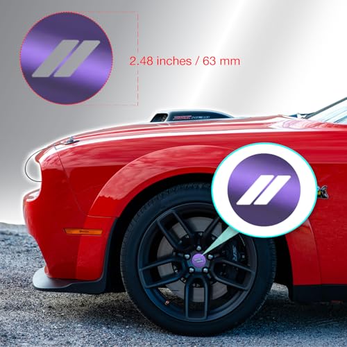 Image of IPG Compatible with Dodge Charger, Challenger, Durango (2017-2023) Wheel Center Cap Overlay Decal Sticker Wrap Kit - Hash Rhombus Design - Personalize Your Vehicle (Outer Logo, Metallic Purple)