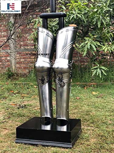Image of Medieval Knight Steel Full Leg Armor Halloween Costume