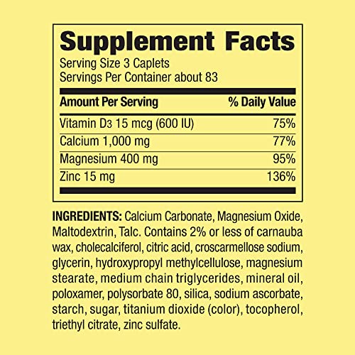 Calcium, Magnesium, Zinc & Vitamin D3. Includes Luall Fridge Magnetic + Spring Valley Calcium, Magnesium & Zinc Plus Vitamin D3 Caplets Dietary Supplement, 250 Count #TOP2