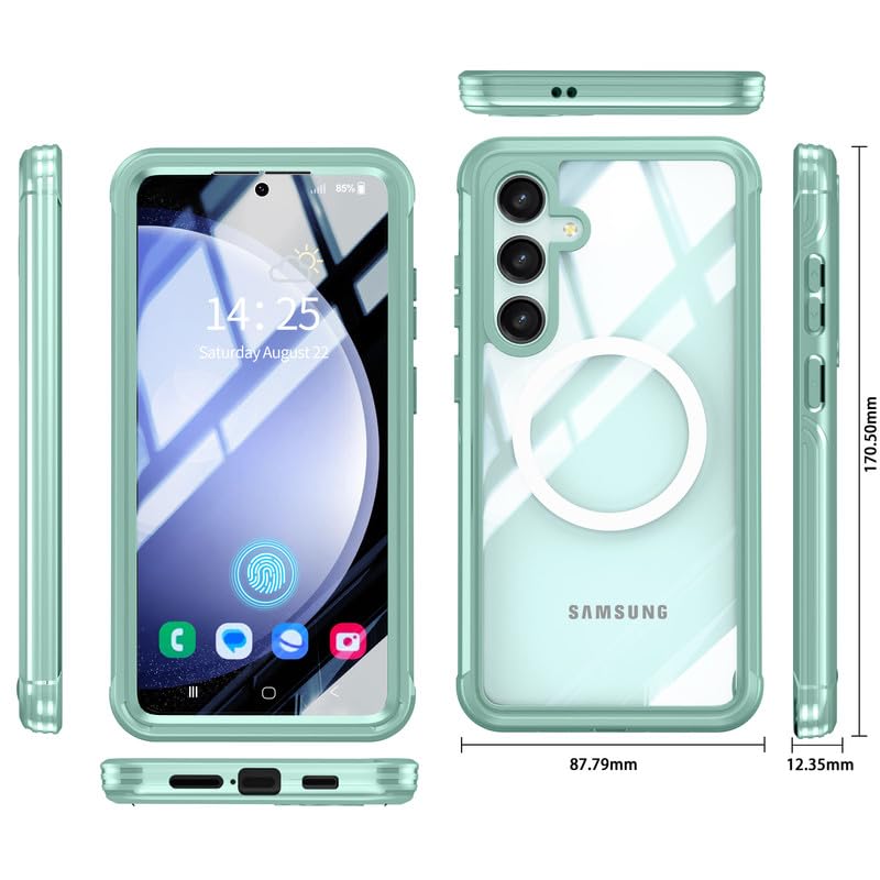 Image of LuxuryKase Shockproof Front & Back Cover for Samsung Galaxy S24 Plus with Full Body Protection | Strong Grip | Camera & Screen Guard | Wireless Charging Support | Durable TPU+PC Design - Green