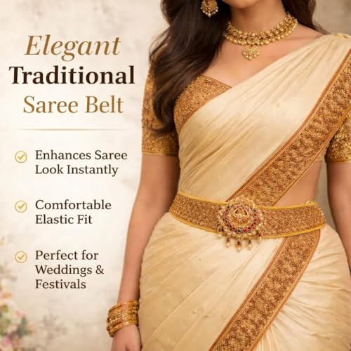 Image of Fresh Bite Box Dhaga Ring Original Mirror Work, Adjustable Waist Hip Belt Kamarbandh for Saree, Saree Belt, Gown & Dress, Sontada Patti Vadanam kamarband for Women 01