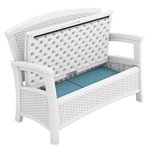 Suncast BMWB5000W Elements Stylish Lightweight Loveseat Outdoor Seating With Convenient Built In Universal Storage, And All Weather Plastic thumb #4