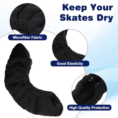 Prasacco Ice Skate Blade Covers, Skate Guards for Hockey Figure Skates Ice Skates, Absorbent Microfiber Blade Protector for Youth Adults Men Women, Pink Small Size(Black) - Thumbnail 3
