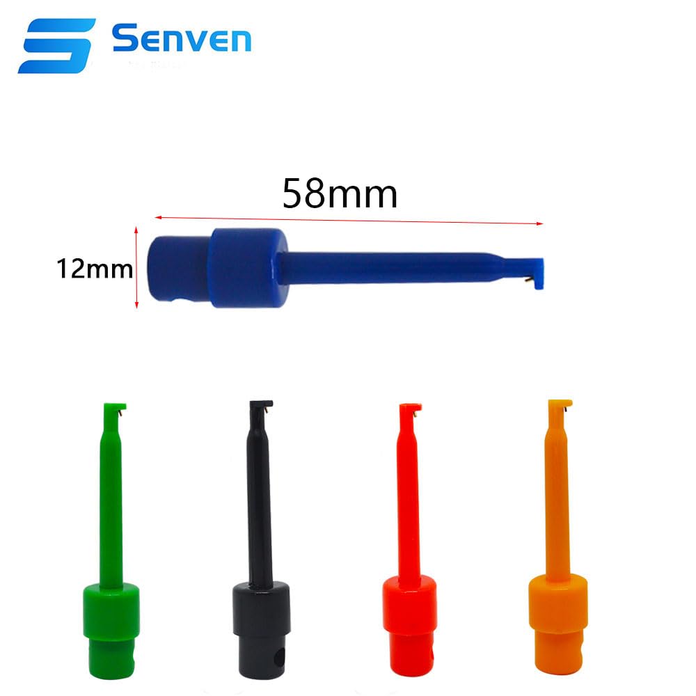 Senven 15 stuks multimeter draad lood test haak clip elektronische mini test sonde set, rood × 3 blauw × 3 zwart × 3 geel × 3 groen × 3 voor reparatiegereedschap, testpunt grabber