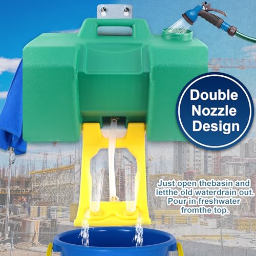 Image of 8 Gallon Eye Wash Station, Portable Eyewash Station OSHA-Approved, Wall Mounted Emergency Eyewash Station Kit with Dual Spray, First Aid Eye Wash Station for Factories, Laboratories(Green)