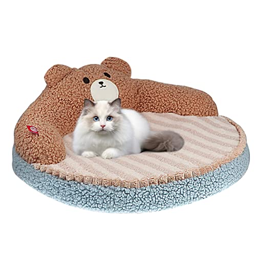 Toysructin Katzenkissenbett mit Anti-Rutsch-Unterseite, weicher Komfort, beruhigendes Katzen-Hundenest, Bärensofa für Indoor-Haustiere, kleine, mittelgroße Hunde Cover