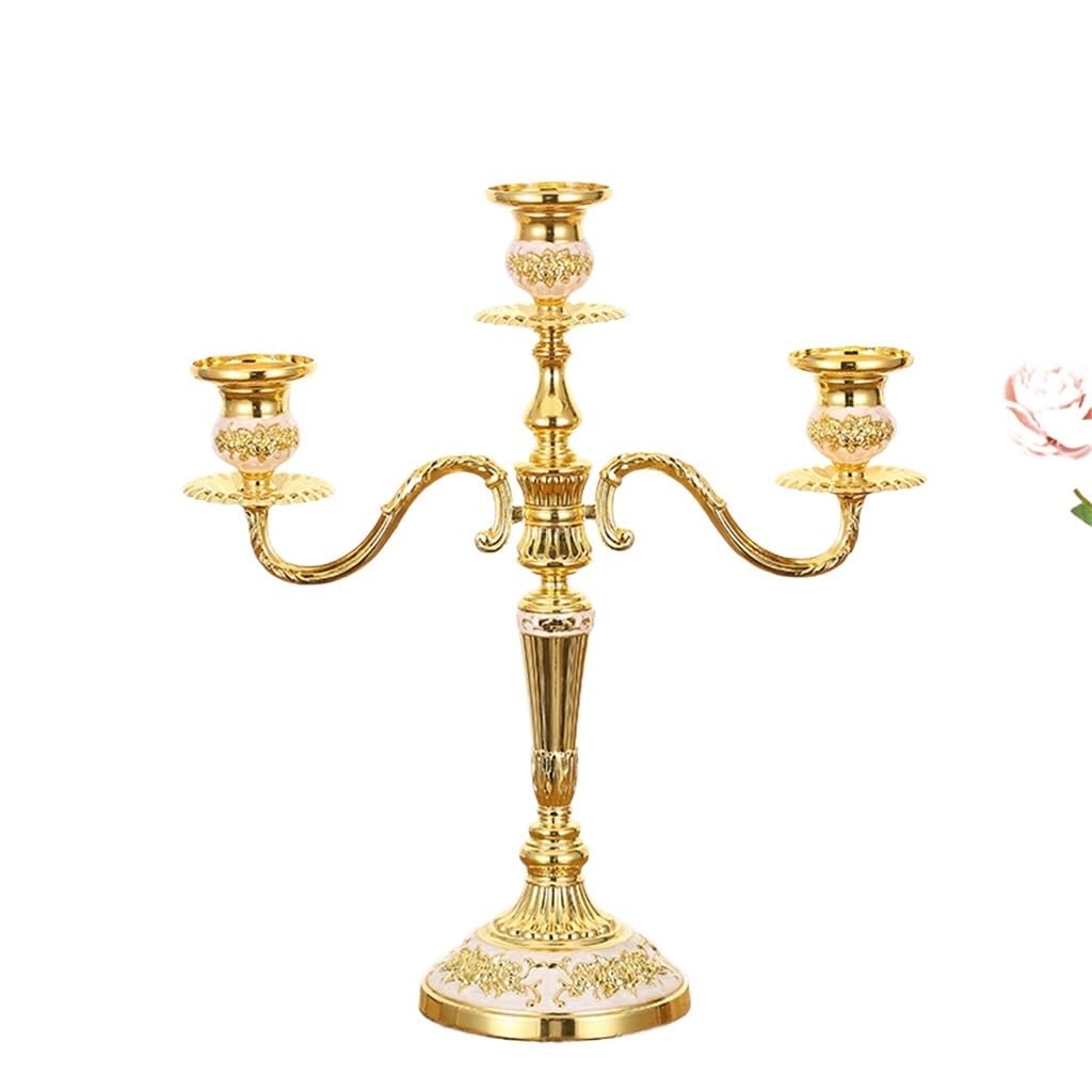 HTTGDGDH Metal Candle Holder European Vintage Candlelight Dinner Candle Holder Ornament,Argento-Size