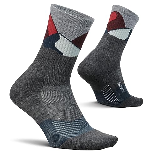 Feetures Trail Max Cushion Mini Crew Sock - Hiking Socks for Men & Women - Gray Summit, XL (1 Pair)