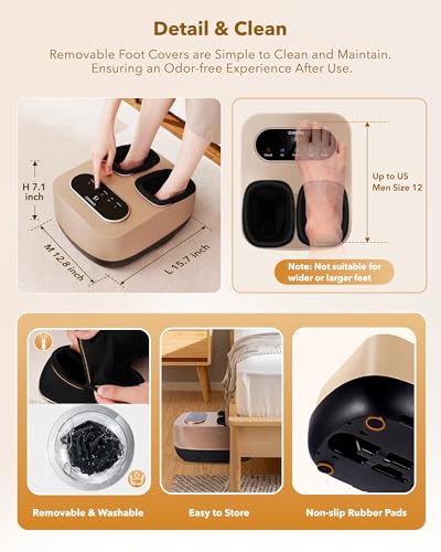 KNQZE Foot Massager with Heat and Remote, Shiatsu Deep Kneading Feet Massager for Plantar Fasciitis & Neuropathy, Foot Warmer, Gifts for Mom Women Men Dad, Fits Up to Men Size 12(Gold) - Image 7