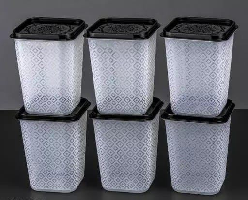 Square Kitchen Storage Container Set, Airtight & Unbreakable, 1100ml Grocery Jars & Pantry Storage, Durable Square Food Storage Containers, 6-Piece