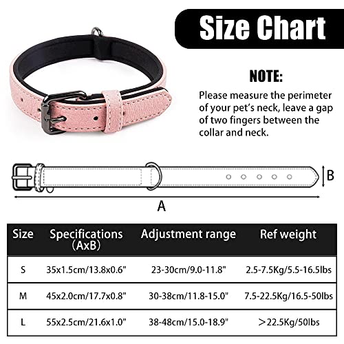 Leather Dog Collar, Soft Padded Leather Collar with Adjustable Metal Buckle for Puppies Small Medium Large Dogs - Image 4