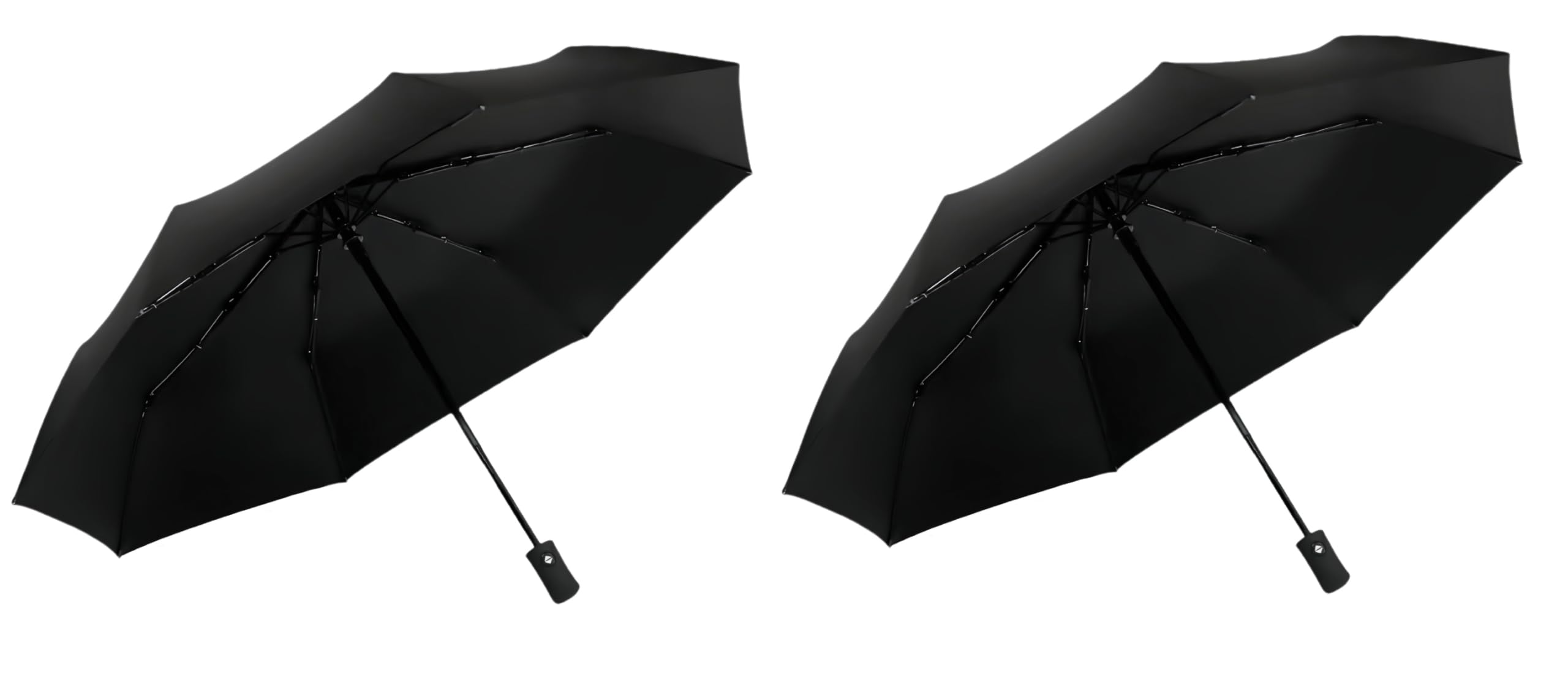 Gadgetking Men & Women 8 Ribs Stormproof Automatic Strong Folding Windproof Umbrella Black Lightweight Travel Compact Auto Ladies Gents Strong Small Fits In Handbags (2 x Black Compact Auto)